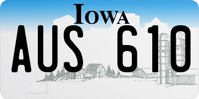 IA license plate AUS610