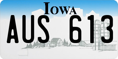 IA license plate AUS613