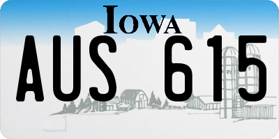 IA license plate AUS615
