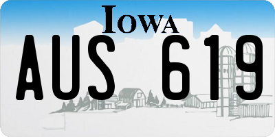IA license plate AUS619