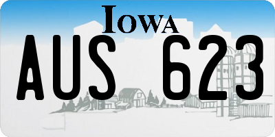 IA license plate AUS623