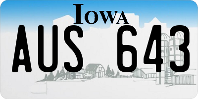 IA license plate AUS643