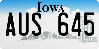 IA license plate AUS645