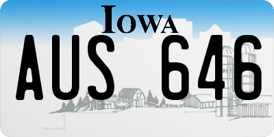 IA license plate AUS646
