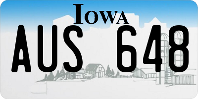 IA license plate AUS648
