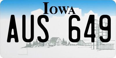 IA license plate AUS649