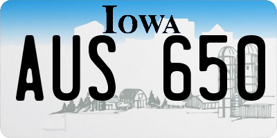 IA license plate AUS650