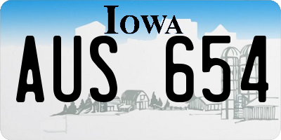 IA license plate AUS654