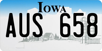 IA license plate AUS658