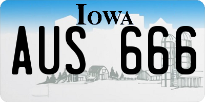 IA license plate AUS666