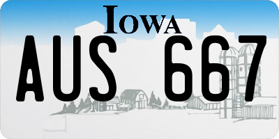 IA license plate AUS667