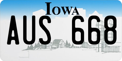 IA license plate AUS668