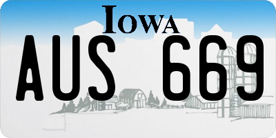 IA license plate AUS669