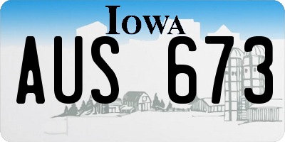 IA license plate AUS673