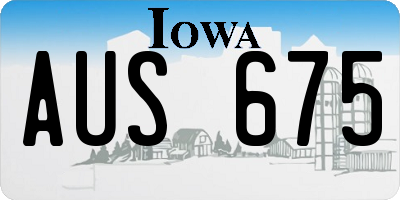 IA license plate AUS675