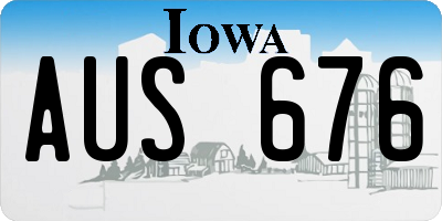 IA license plate AUS676