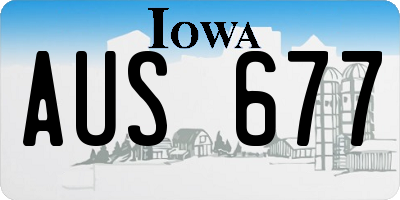 IA license plate AUS677