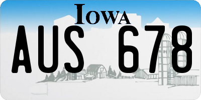 IA license plate AUS678