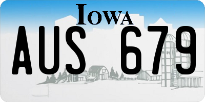 IA license plate AUS679