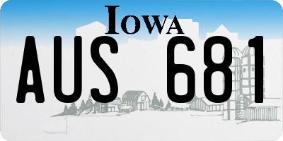 IA license plate AUS681