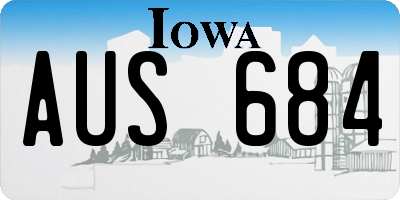 IA license plate AUS684