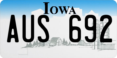 IA license plate AUS692