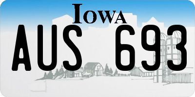 IA license plate AUS693