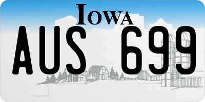 IA license plate AUS699