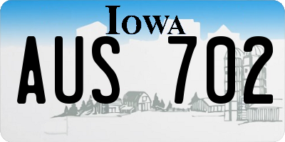 IA license plate AUS702