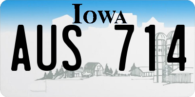 IA license plate AUS714