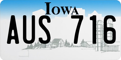 IA license plate AUS716