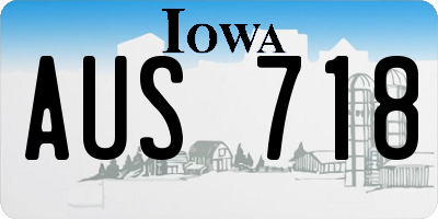 IA license plate AUS718