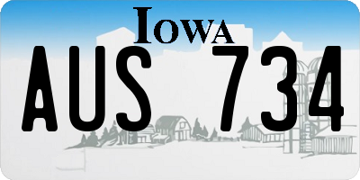 IA license plate AUS734