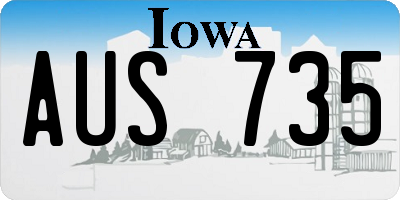 IA license plate AUS735