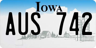 IA license plate AUS742