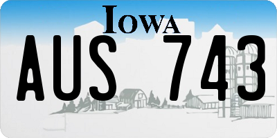 IA license plate AUS743