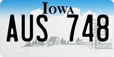 IA license plate AUS748