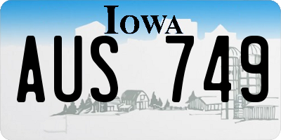 IA license plate AUS749