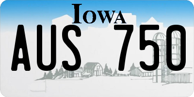IA license plate AUS750
