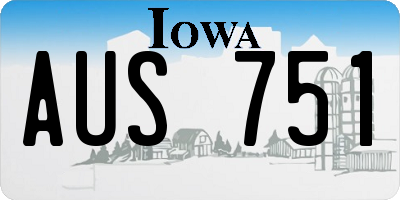 IA license plate AUS751
