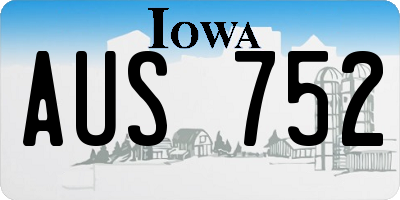 IA license plate AUS752