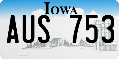 IA license plate AUS753