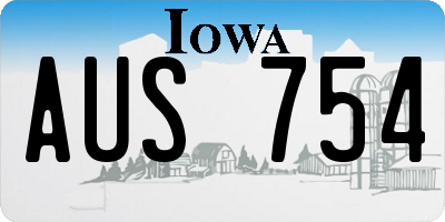IA license plate AUS754
