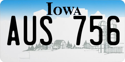 IA license plate AUS756