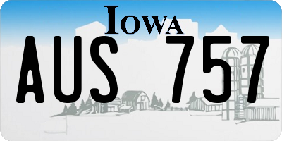 IA license plate AUS757