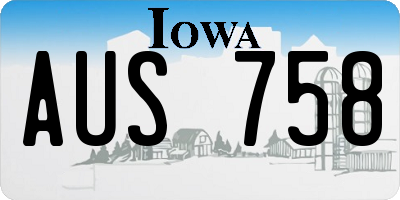 IA license plate AUS758
