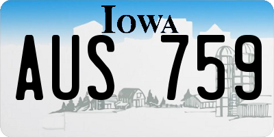 IA license plate AUS759