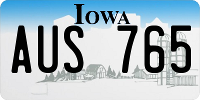 IA license plate AUS765