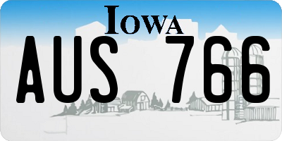 IA license plate AUS766