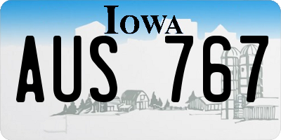 IA license plate AUS767